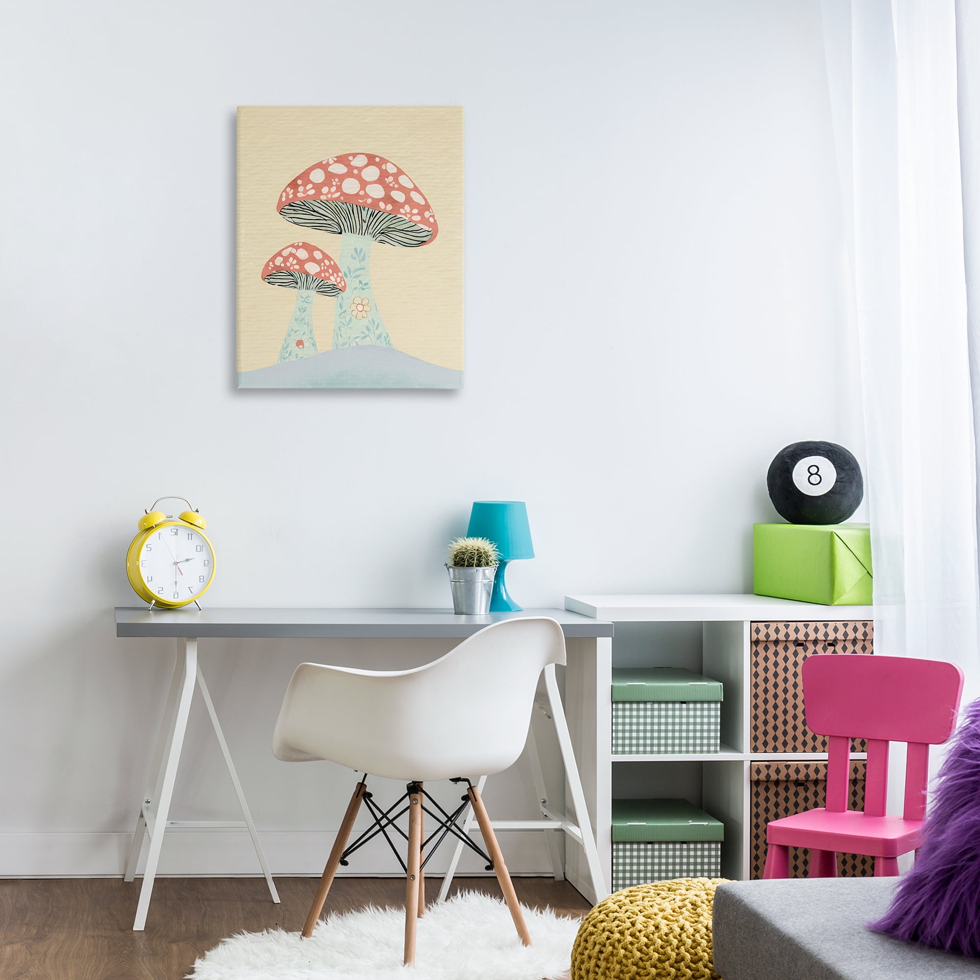 Stupell Industries Floral Collaged Mushrooms Botanical & Floral Painting Gallery Wrapped Canvas Art Print Wall Art, 24 x 30