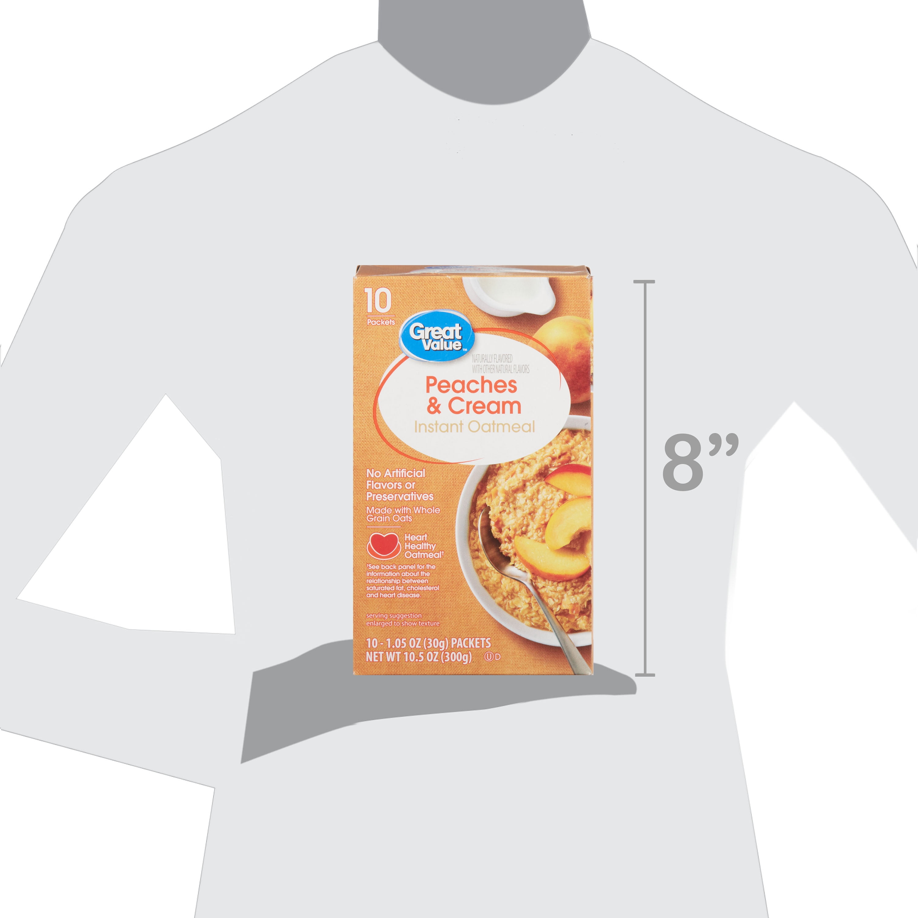 Great Value Peaches & Cream Flavor Instant Oatmeal, 1.23 oz, 10 Packets