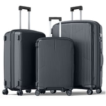 Nazhura Luggage Set, 3-Piece Hardside Suitcase Set, 20-inch Carry On, 24-inch, 28-inch Luggage Grey