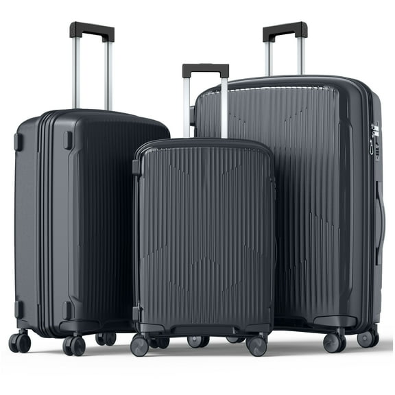 Nazhura Luggage Set, 3-Piece Hardside Suitcase Set, 20-inch Carry On, 24-inch, 28-inch Luggage Grey