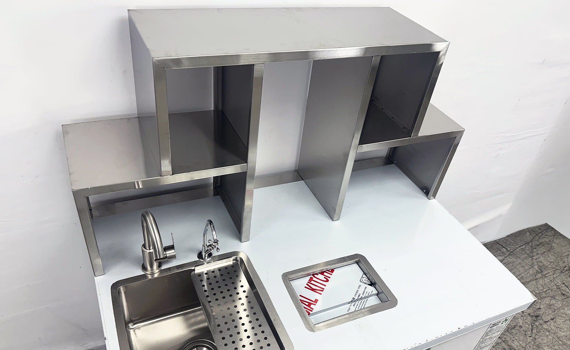 48" Bubble Tea Workstation Refrigerator, Commercial Boba Prep Station with Sink, Cold Well & Undercounter Cooler, 110V Stainless Steel Bar Station