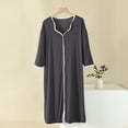 thumbnail image 2 of Yufatyle Plus Size Summer Pajamas for Women V-Neck Half Sleeve Sleepshirts Loose Nightdress Comfy Loungewear Home Dress Dark Gray, 2 of 5