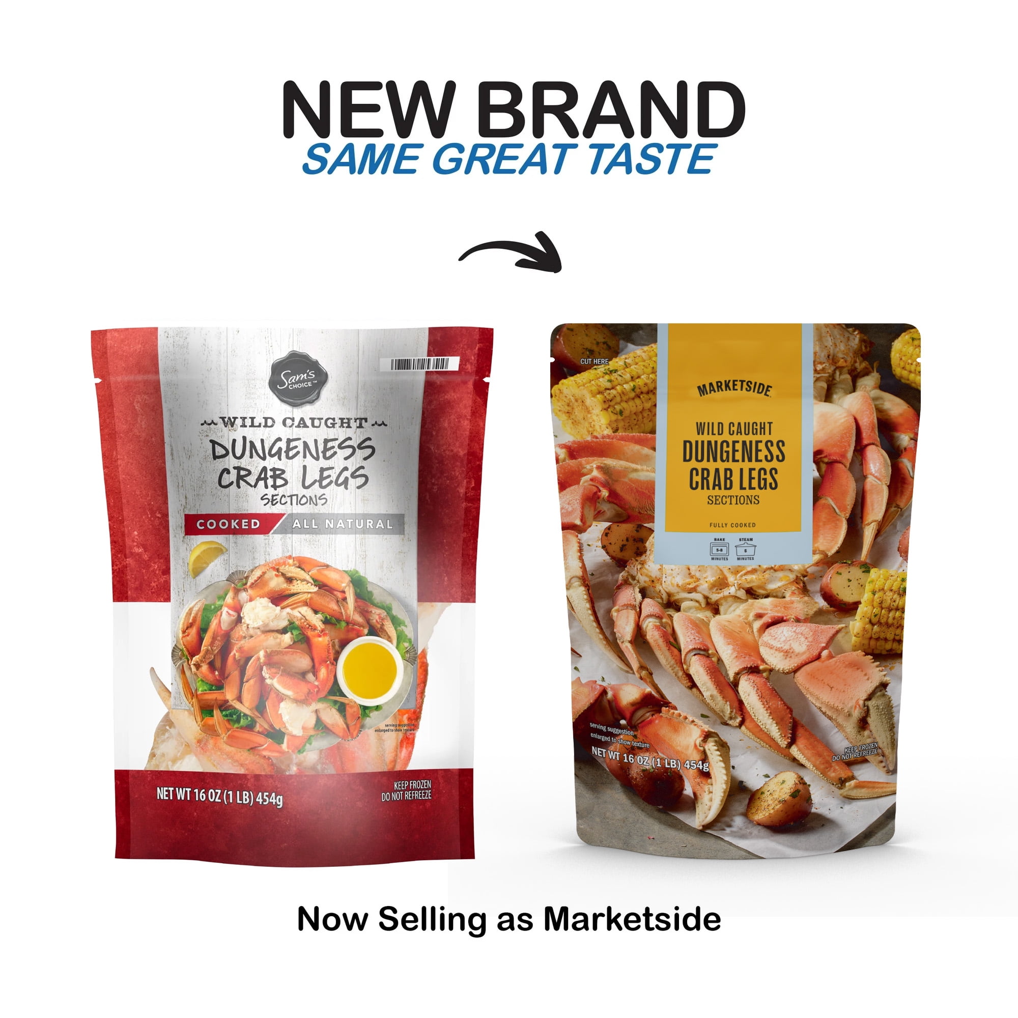 Marketside Wild Caught Fully Cooked Dungeness Crab Legs, 16 oz (Frozen)