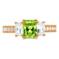 thumbnail image 5 of 1.88 ct Emerald Cut Natural Peridot 3 Stone 18K Rose Gold Womens Engagement Ring, 5 of 6