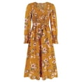 thumbnail image 5 of GXFC Women Wrap Midi Dress Vintage Long Sleeve Flower Print Flowy Dress, 5 of 8
