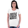 thumbnail image 3 of Hustle Before Muscle Inspiring Gym Womens Slim Fit Graphic Tee Brisco Brands X, 3 of 5
