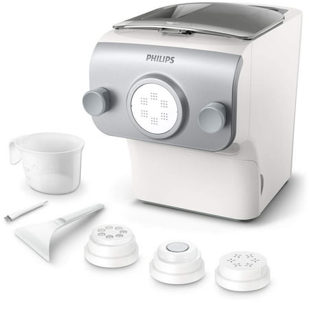 Philips Avance Collection Automatic Pasta and Noodle Maker Plus w/ 4 Interchangeable Pasta Shaping Discs, Silver - HR2375/06 (Latest Version, 2019