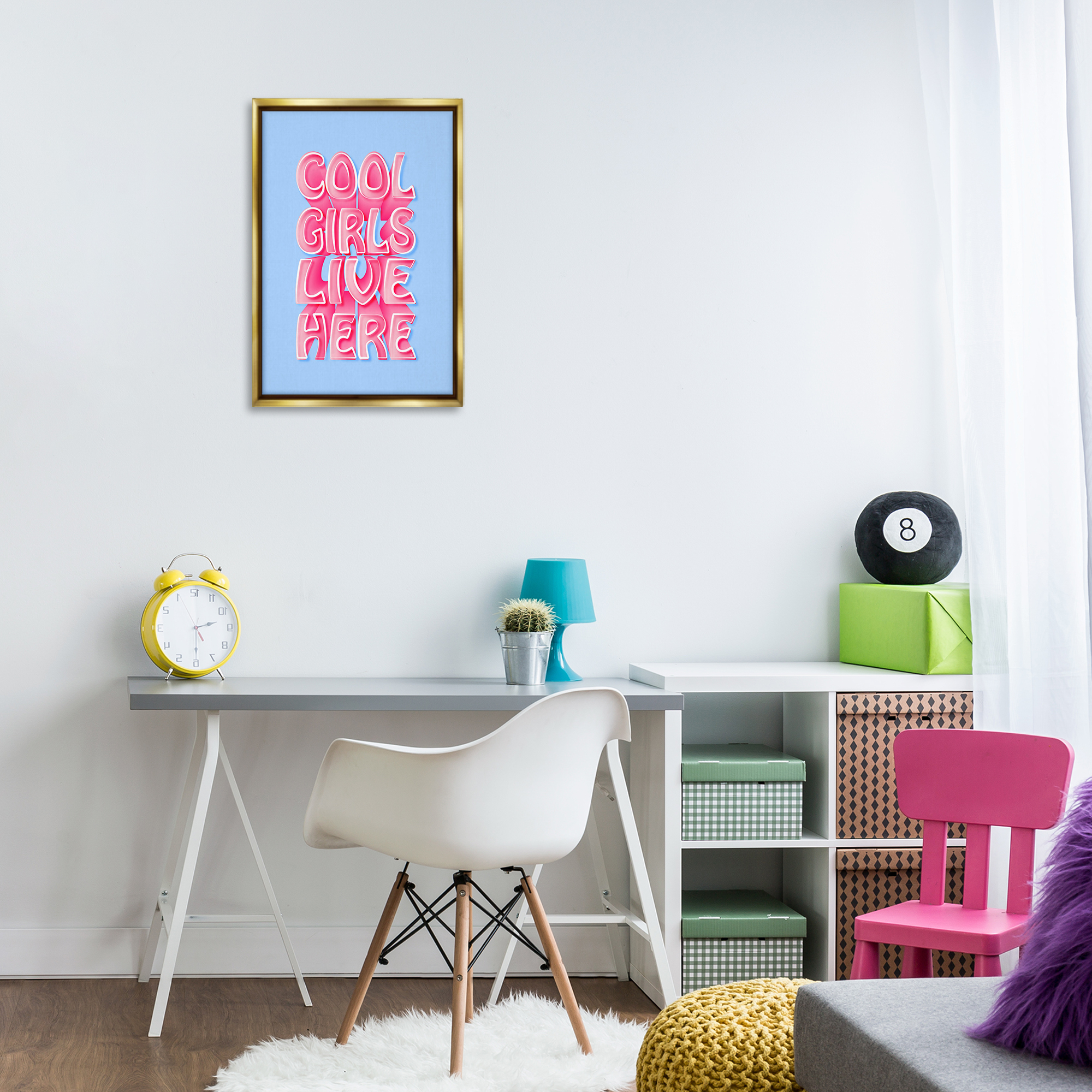 Stupell Industries Cool Girls Live Here Typography Painting Gold Floater Framed Art Print Wall Art, 17 x 25