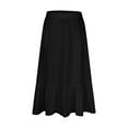 thumbnail image 4 of Ohufall Flowy Maxi Skirts for Women Fashion Solid Casual A-Line Swing Long Skirt Summer Light Comfy Pleated Elastic High Waist Midi Skirt, 4 of 5
