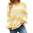 thumbnail image 2 of Sweaters for Women Color Block Stripe Knit Sweater Lightweight Pullover Top Fall Fashion 2023 Yellow, 2 of 9