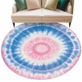 thumbnail image 2 of 6ft Washable Round Rug, Round Tie-dye Non-Slip Circle Area Rug for Living Room Bedroom, Blue Pink Watercolor Retro Ethnic Style Indoor Floor Mat for Home Decor, 2 of 9