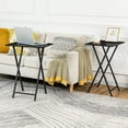 thumbnail image 2 of Folding TV Tray Tables, Set of 2 Side Tables for Small Space, Industrial Snack Eating at Couch, Stable Metal Frame, Easy Assembly, Space Saving, Black, 2 of 18