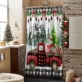 thumbnail image 3 of Christmas Trucks Bathroom Shower Curtain Xmas Car with Gifts Plaid Retro Tree Forest Waterproof Washable Shower Curtains for Bathtub Bath Decor with Grommets and Hook 72 X 72 Inch, 3 of 8