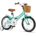 thumbnail image 1 of Gymax 16'' Kids Bike w/ Height Adjustable Handlebar Seat Basket Bell Training Wheels Green, 1 of 10