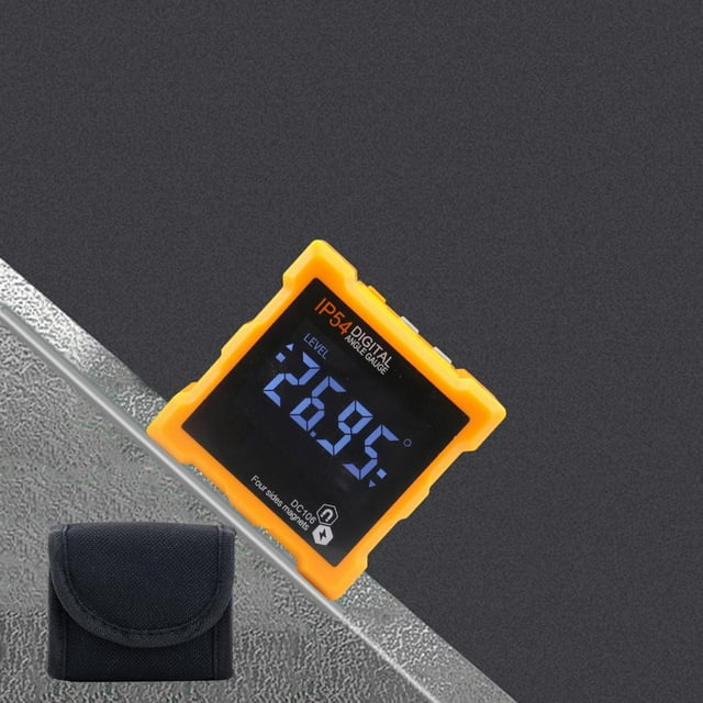 DYNWAVECA Digital Angle Gauge Meter Digital Electronic Level with Storage Bag with Backlight IP54 Data Retention Function for Machinery orange
