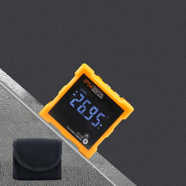 Medidor de ángulo digital, nivel electrónico digital con bolsa de almacenamiento y retroiluminación, IP54, función de retención de datos para maquinaria. naranja