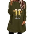 thumbnail image 2 of Liquidation à Moins de 6! Manteau Chaud Épais à Manches Longues Imprimé Col Rond pour Femmes Sevevn Fin d'Année Liquidation Vert Armée m, 2 of 4