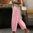 thumbnail image 6 of QUNYINEY Womens Pants Wide Leg Cotton Linen Casual Summer Pants with Pockets Relaxed Fit Pink XL, 6 of 9