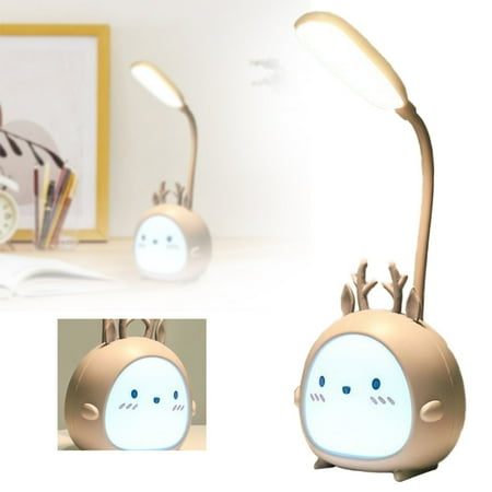 Helenmas Kids LED Desk Lamp Cute Lights for Bedroom 3 Modes Foldable Deer LED Night Light Small Desk Lamp with Color Light Cartoon Table Lamp for Living Room Children Animal Light on Clearance