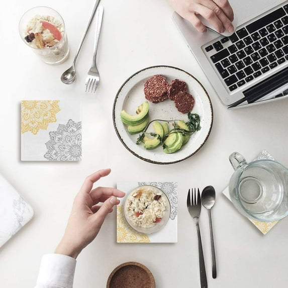 FMSHPON Multicolor Dahlia Pinnata Flower Set of 8 Coaster for Drinks, Absorbent Ceramic Stone Coasters Cup Mat with Cork Base for Home Kitchen Room Coffee Table Bar Decor