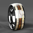 thumbnail image 1 of Rose Gold Color Brushed Deer Antler and Meteorite Rings Fashion Men Stainless Steel Rings for Men Wedding Band Jewelry Gift, 1 of 7