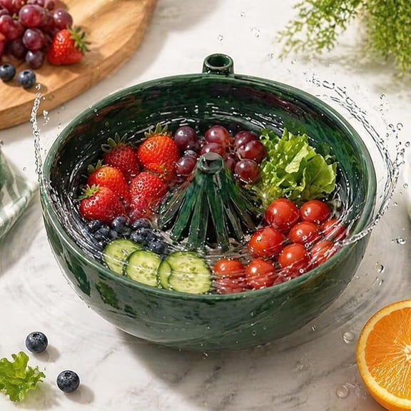 Berry Swirl Bowl, Self Spinning Berry Washing Bowl, Berries Rinse and Drain Bowls with Vortex Washing Design, Fruit Washer Colander, Dynamic Swirl Cleaning Basket for Fruit Lovers (1pc)