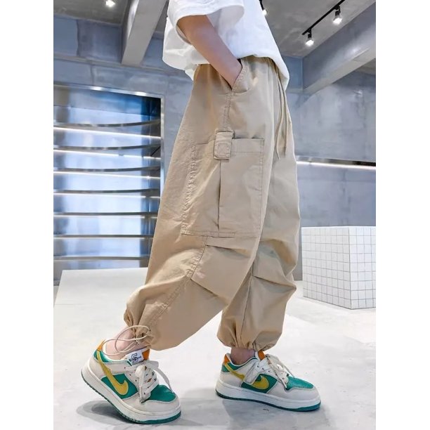 Pantalones Cargo con estilo para niños, pantalón informal de pierna recta, antimosquitos, de marca de moda, para verano