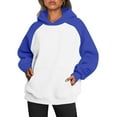 thumbnail image 2 of Fgnfyis Oversized Hoodies for Women Pullover Sweatshirt Teen Girls Raglan Sleeve Print Pocket Hoodie Blue XXL, 2 of 6