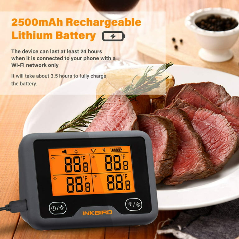 Inkbird Wireless Wi-Fi & Bluetooth Grill Meat Thermometer IBBQ-4BW
