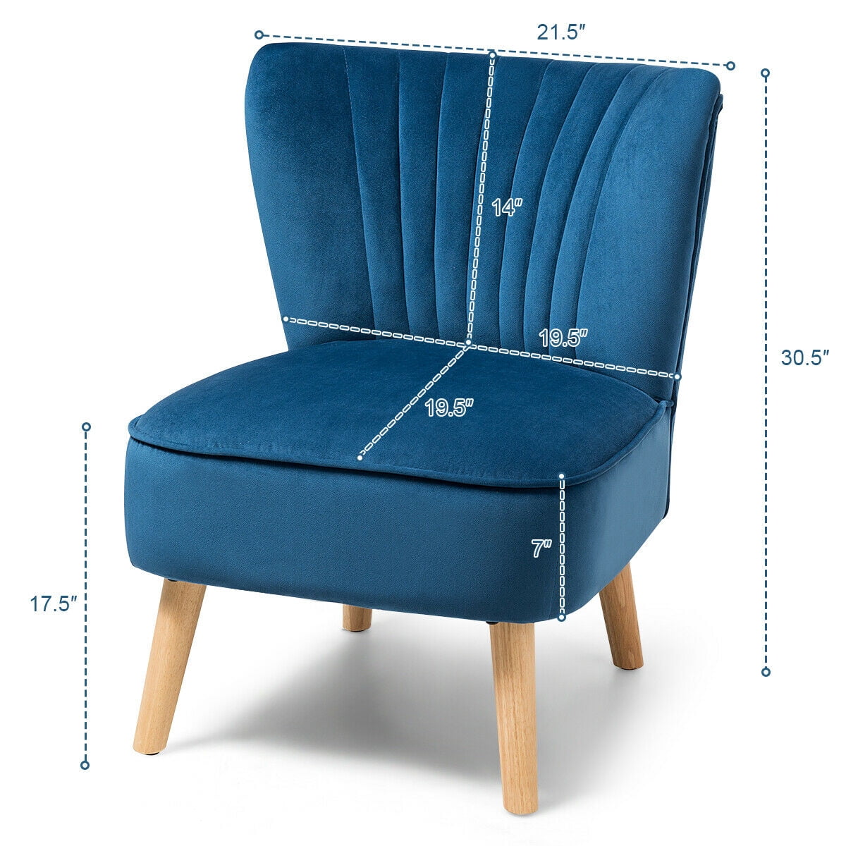 Gymax 2PCS Accent Leisure Chair Single Sofa Armless w/ Wood Legs Blue