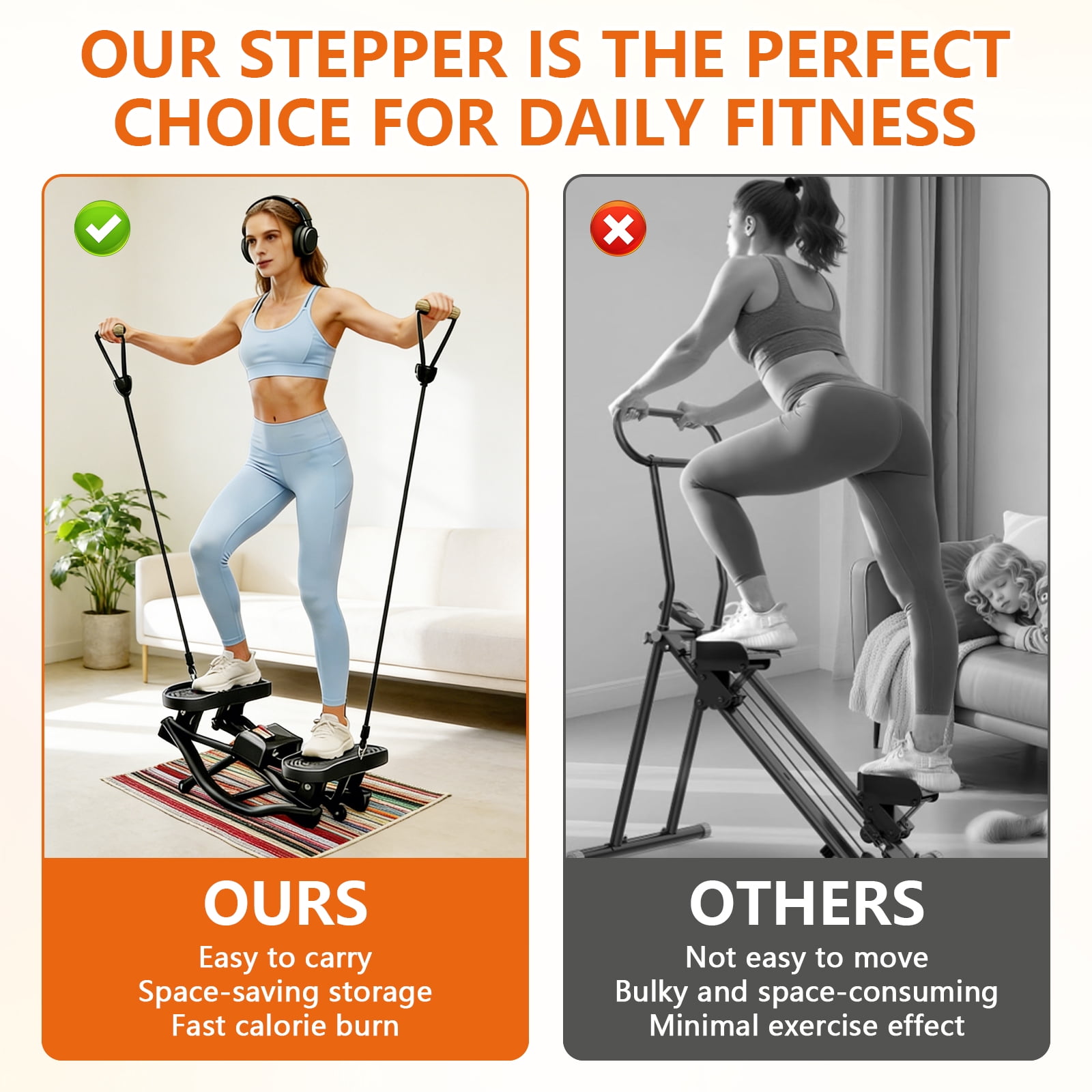 Rock Stepper Machine - the Rock Stepper Side to Side Lateral Rocking Stepper with Digital Monitor & Resistance Bands, Home Workout Machine for Legs, Glutes,Waist& Cardio