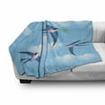 thumbnail image 3 of Birds Soft Flannel Fleece Throw Blanket, Illustration of Blue Swallow Bird Among the Clouds Known As Hirundo Atrocaerulea, Cozy Plush for Indoor and Outdoor Use, 50" x 60", Multicolor, by Ambesonne, 3 of 6