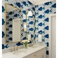 thumbnail image 3 of S4Sassy Self-Stick Decorative Boho Wallpaper, Fish Motif Wall Paper, Textured Vinyl Waterproof Contact Paper, Teal, 25"X120" Removable Renter Friendly Wall Covering For Bedroom, Dining Room, 3 of 9