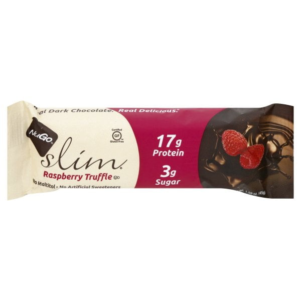 NuGo Nutrition Slim Real Dark Chocolate Bar Raspberry Truffle 1.59