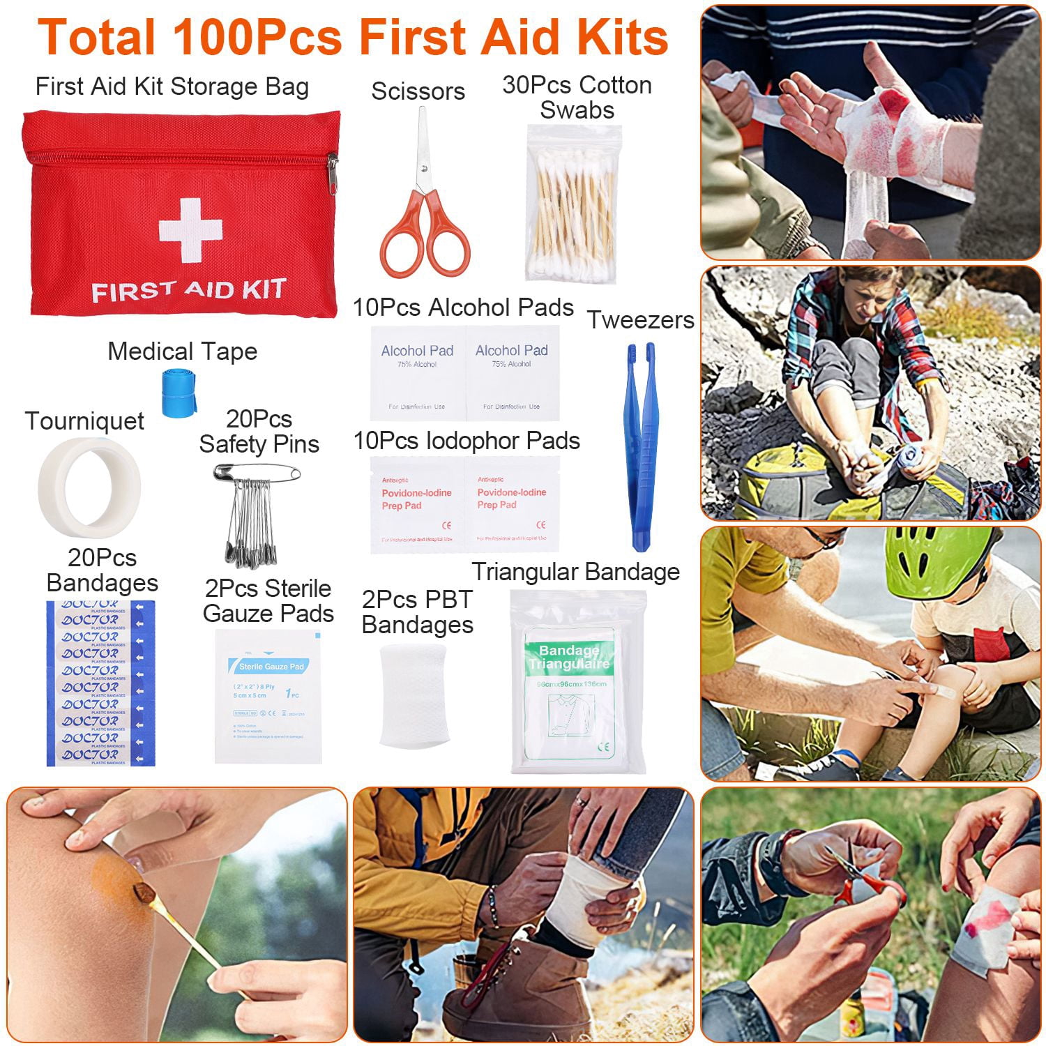 Moclever 125Pcs Survival Kits, 4.05LBS Outdoor Professional Emergency Survival Gear First Aid Kit