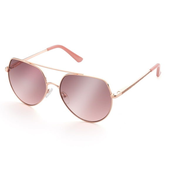 LotFancy Aviator Sunglasses for Women, UV Protection Mirrored Driving Sun Glasses with Case, Light Brown