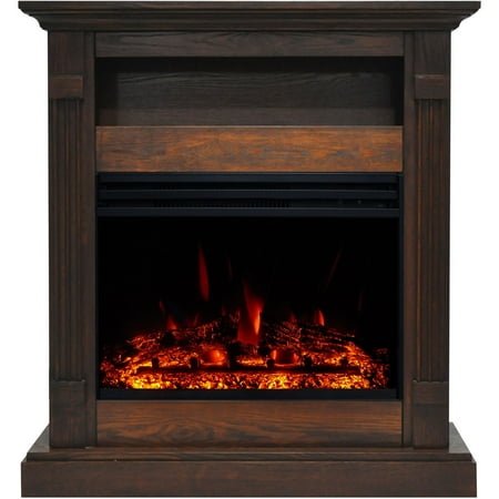 

Hanover Drexel 34 In. Electric Fireplace w/ Enhanced Log Display and Walnut Mantel