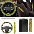 thumbnail image 5 of Yuyamidu Ladybug Auto Seat Cover Full Set Fit for Most Cars SUV Van Truck Floor Mats Steering Wheel Cover Seat Belt Pad Cover Handbrake Cover Set Cup Mat 15 Pack Green Car Accessories, 5 of 6