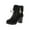 Black, variant on Fesfesfes Fuzzy Boots Women Shoes Round Toe Solid Color Lace-up Side Zip Fashion High Heels Winter Plush Warm 6(37)