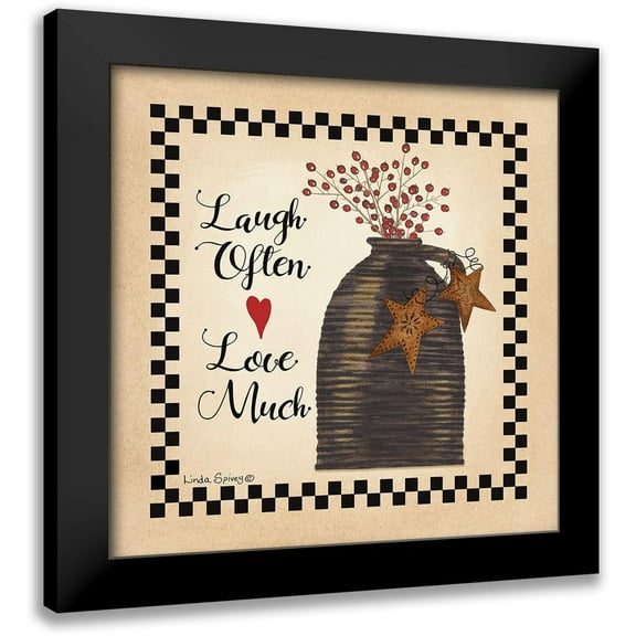 Spivey, Linda 12x12 Black Modern Framed Museum Art Print Titled - Laugh Often