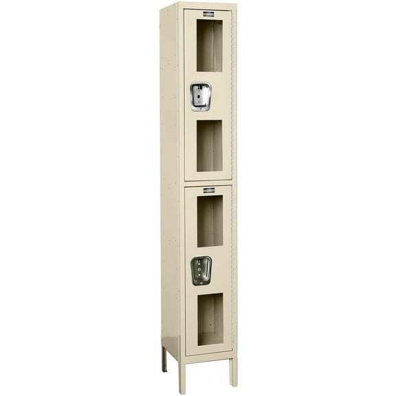 Hallowell B2311323 Global Industrial Double Tier 2 Door Unassembled Clear View Locker, Tan - 12 x 12 x 36 in.