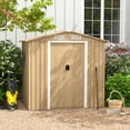 thumbnail image 3 of Costway 6 x 4 FT Outdoor Storage Shed Galvanized Steel Shed with Sliding Doors Wood Grain Natural, 3 of 10