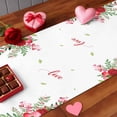 thumbnail image 4 of Valentine's Day Table Runner 18 x 72 Inch, Gnome Couple Red Pink Roses Floral Plant Pink Love Heart Washable Cotton Linen Dining Table Runner Tabletop Decorations for Restaurant Home Kitchen Party, 4 of 9