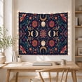 thumbnail image 5 of Moon Phase Mandala With Flowers on Dark Navy, Mystical Boho Style for Boho Decor Lovers, Mandala Wall Art, New Home Gift, Tapestry Wall Hanging for Bedroom and Dorm, 5 of 7
