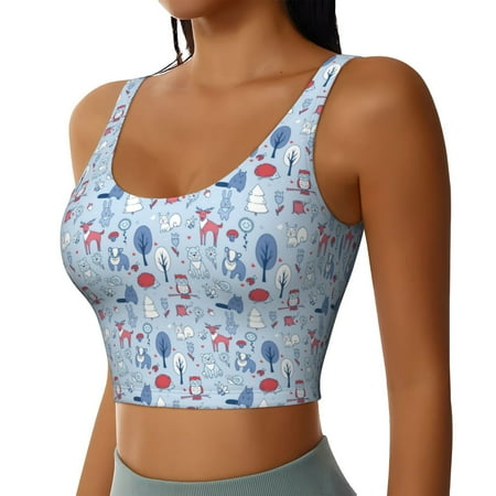 JUNZAN Animal Print Women s Workout Tank Tops - U Back Fitness Top with Built-In Shelf Bra  Perfect for Yoga and Gym-Large