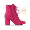 thumbnail image 3 of BLISSFUL STEP Women's Ankle Boots Faux Suede Chunky Heel Lace Up Side Zip Round Toe Booties Hot Pink 9, 3 of 4
