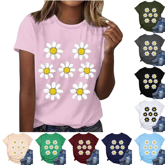 Itsame Summer Womens Casual T-Shirt for Women Graphic Short Sleeved Shirt Tops Round Neck T Shirt Green Size S