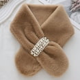 thumbnail image 2 of Faux Fur Collar Scarf Winter Fake Faux Fur Loophole Scarf Rectangle Furry Wrap for Women Girls Khaki One Size, 2 of 2