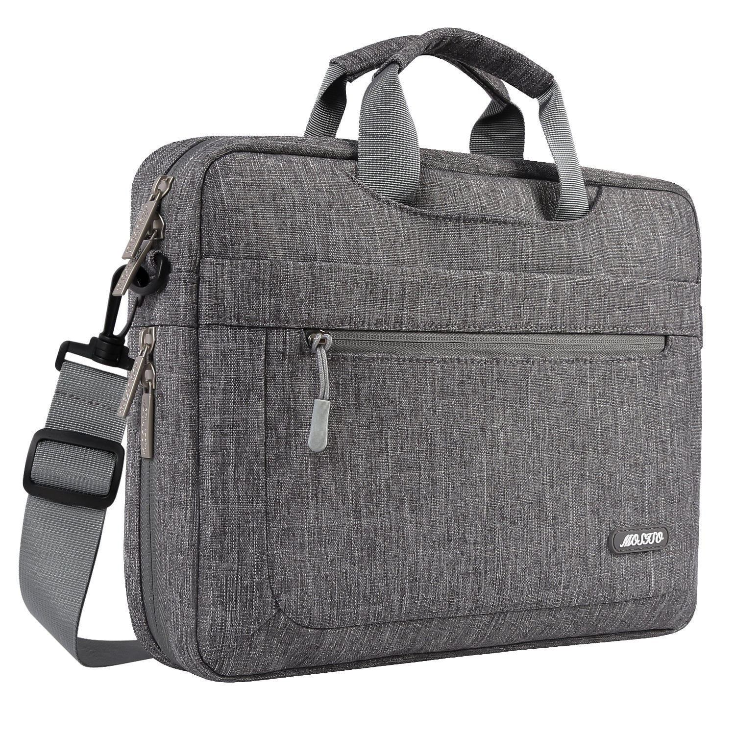 15-15.6 inch Notebook Polyester Briefcase Sleeve with Front Storage Pockets Gray MOSISO Laptop Shoulder Bag Compatible with MacBook Pro 16 inch A2141/Pro Retina A1398