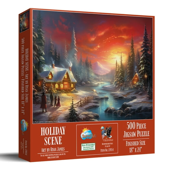 SUNSOUT INC - Holiday Scene - 500 pc Jigsaw Puzzle by Artist: Ryan James - Finished Size 18" x 24" - MPN# 27054
